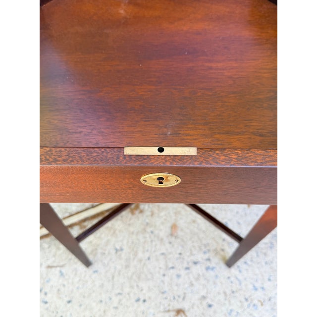 Brown George III Flame Mahogany Work Table With Satinwood Band For Sale - Image 8 of 11