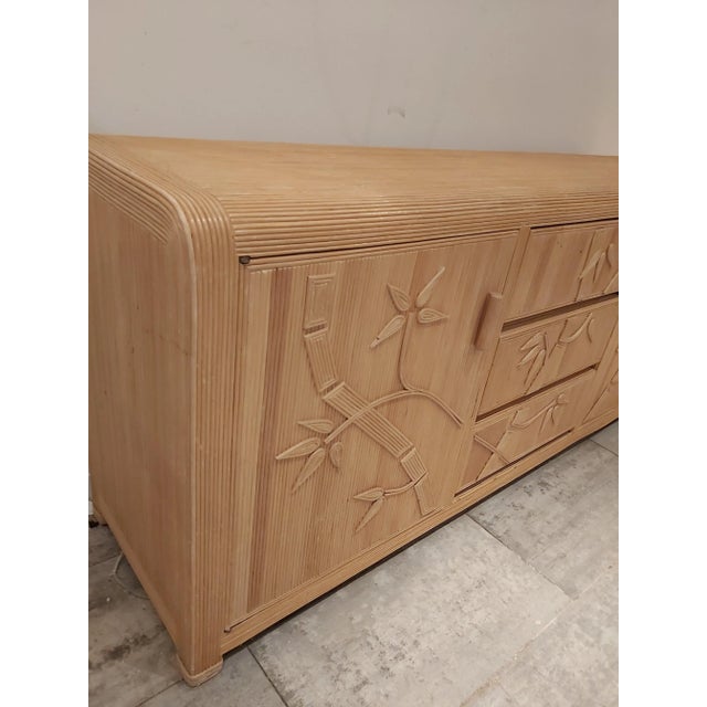 Vintage Rattan Flower Credenza in the Style of Vivai Del Sud For Sale - Image 9 of 12