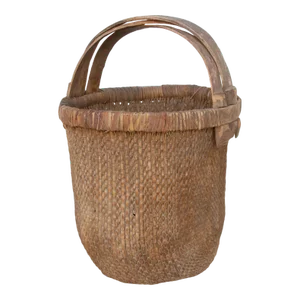 Antique Reed & Bamboo Rustic Basket