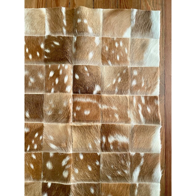 English Multipurpose Decorative Patchwork of Hair-on Axis Deer Hide For Sale - Image 3 of 8