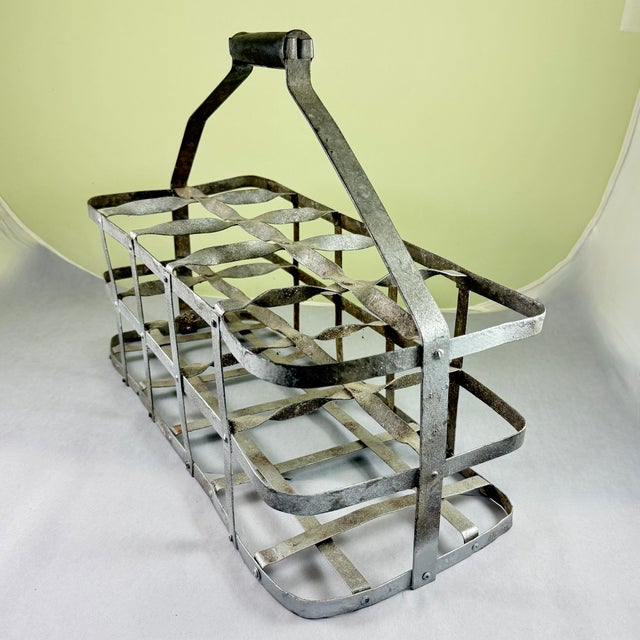 French Galvanized Zinc 10 Compartment Wine Bottle Carrier For Sale In Philadelphia - Image 6 of 14