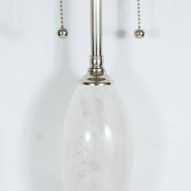 Hand-Cut and Polished Stacked Rock Crystal Table Lamps - a Pair For Sale - Image 4 of 11