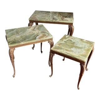 Late 20th Century Onyx Side Tables - Set of 3 For Sale