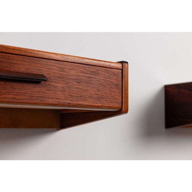 Scandinavian Floating Nightstands in Rosewood, Denmark, 1960, Set of 2 For Sale - Image 12 of 13