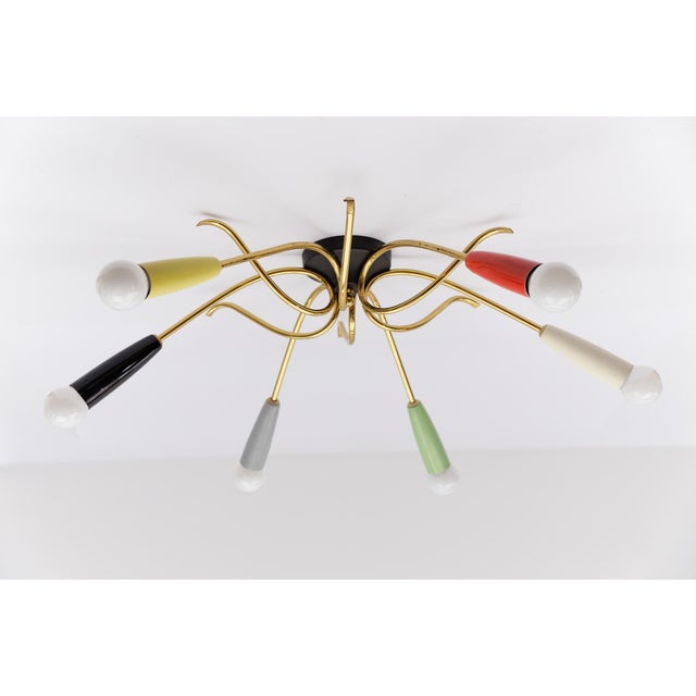 Mid-Century Modern Brass 6-Armed Sputnik Lamp, 1950s For Sale - Image 13 of 18