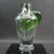 Art Deco 1989 Lalique Tanega Green Frosted & Clear Crystal Leaf Vase in Original Box For Sale - Image 3 of 11