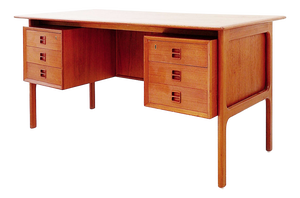 Mid-Century Modern Danish Teak Desk by Erik Brouer for Brouer Furniture Factory, 1960s