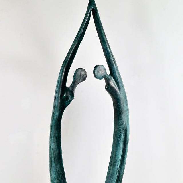 Verdigris Vintage Jose Almanzor (Mexican) Sculpture in Verdigris Bronze of Embracing Lovers, Edition 30/30 For Sale - Image 8 of 10
