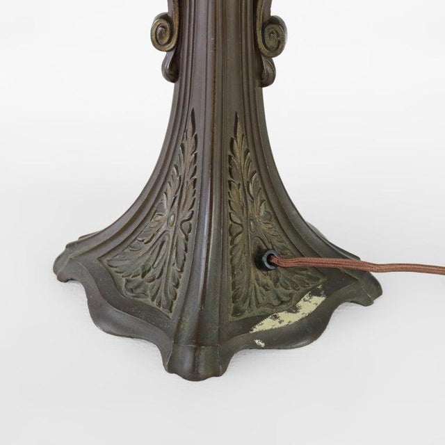 Antique Bradley & Hubbard School 6 Panel Slag Glass Lamp C1920 For Sale - Image 11 of 11