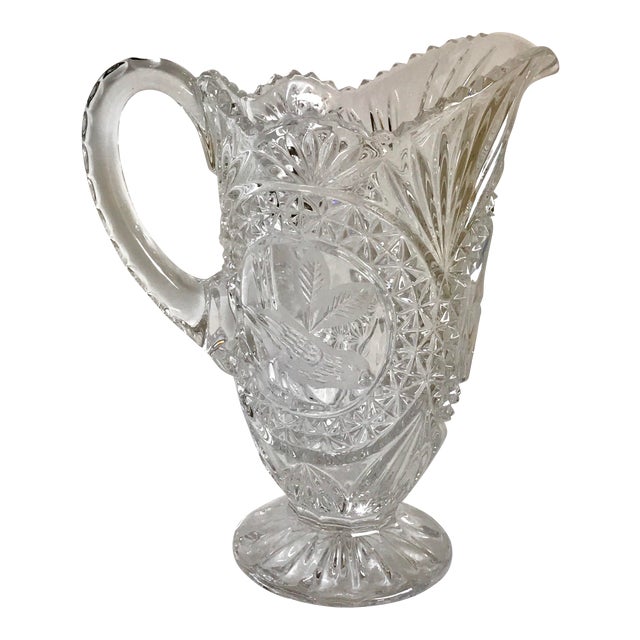 MidCentury Crystal Cut Glass Bird Pitcher Chairish