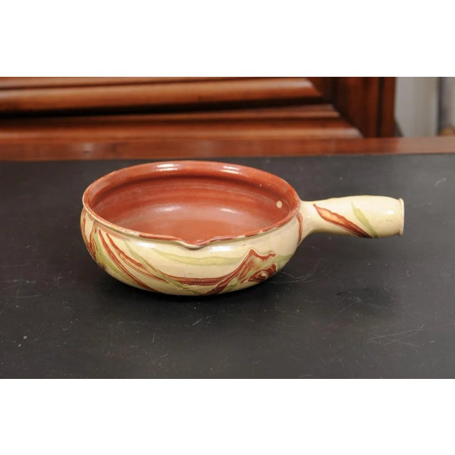 Ceramic French 19th Century Glazed Pottery Serving Dish with Terracotta and Gold Glaze For Sale - Image 7 of 12