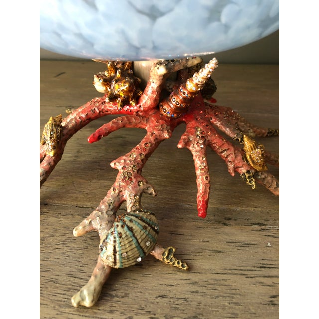 Sky Blue Jay Strongwater Coral Reef Bowl For Sale - Image 8 of 11