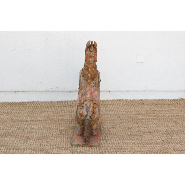 Large Antique Indian Ceremonial Carved Horse For Sale - Image 10 of 11