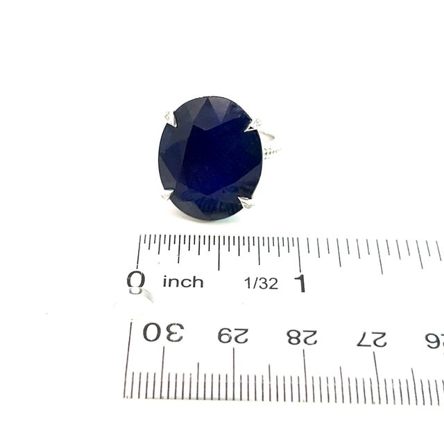 Metal Natural Solitaire Composite Sapphire Ring 6.5 14k WG 16.63 TCW Certified For Sale - Image 7 of 11