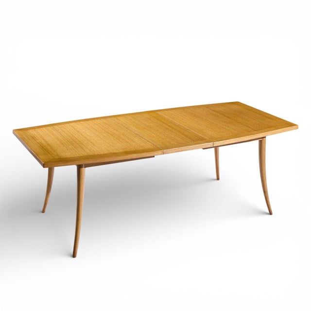 Harvey Probber Mid Century Bleached Mahogany Saber Leg Expanding Dining Table With 1 Leaf For Sale - Image 10 of 10