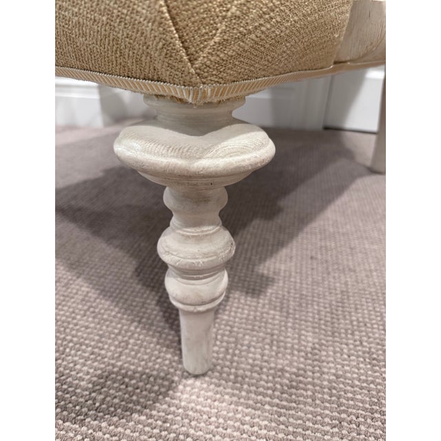 Upholstered Accent Chair With Turned Wood Legs For Sale - Image 14 of 14