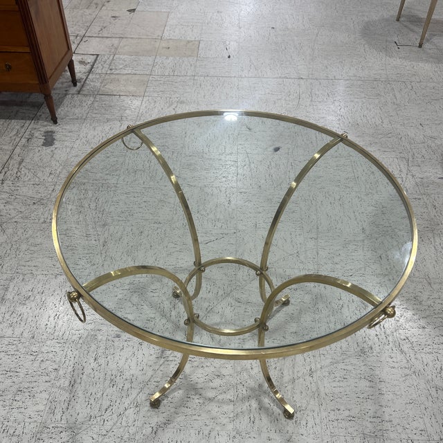 Late 20th Century Glass Top Brass Gueridon For Sale In New York - Image 6 of 8