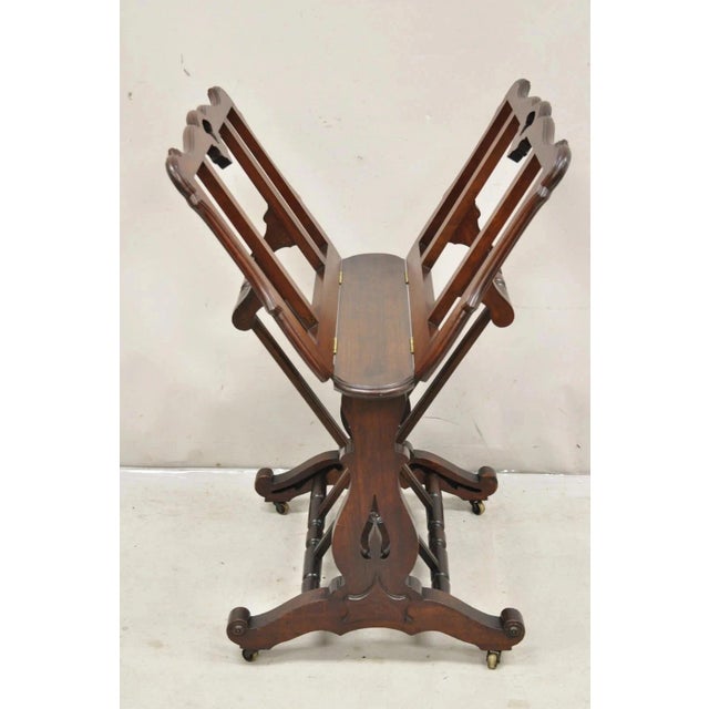 Antique American Victorian Carved Black Walnut Adjustable Folio Print Stand For Sale In Philadelphia - Image 6 of 12