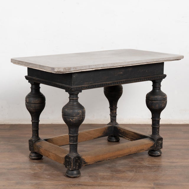 19th Century Swedish Stone Top Baroque Black Table For Sale - Image 12 of 12