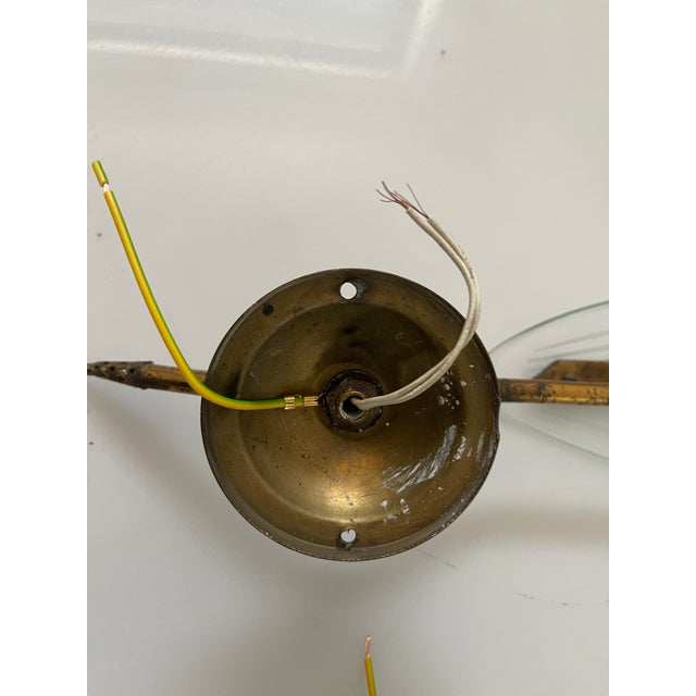 Italian Brass Glass Sconces, 1950s, Set of 3 For Sale - Image 15 of 18