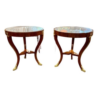 Pair of Italian Empire Style Mahogany Side Tables For Sale