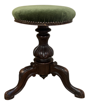 Antique Victorian Carved Walnut Revolving Stool, 1880