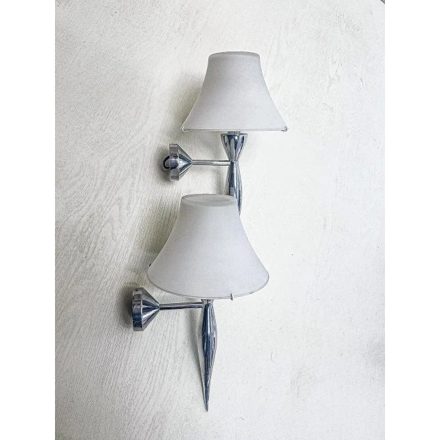 Gau-Cast Aluminum and Glass Wall Lamps from Maison Lucien, 1980s, Set of 2 For Sale - Image 3 of 11