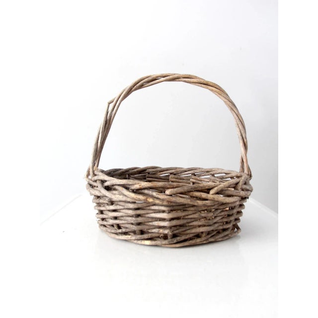 Late 20th Century Vintage Rustic Twig Baslet For Sale - Image 5 of 11