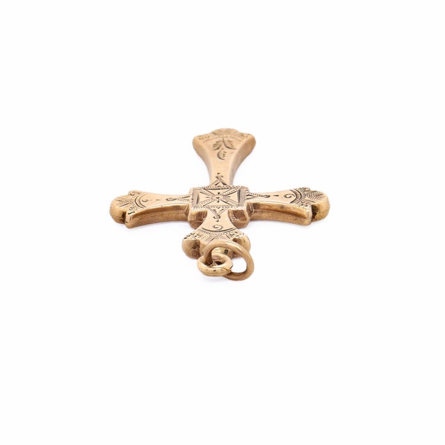Antique Victorian 10k Gold Engraved Cross Pendant for a Necklace For Sale - Image 14 of 14