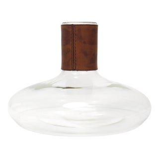 Decanter with Brown Leather Top by Carl Auböck, 1950s For Sale