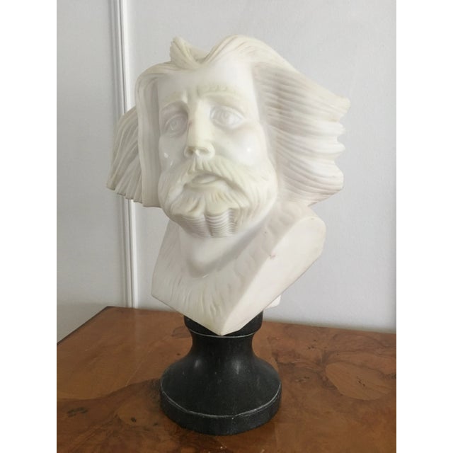 Carved marble statue reproduction of Francois Rude’s sculpted Tete Du Guerrier “old warrior man” depicted on the Arc De...