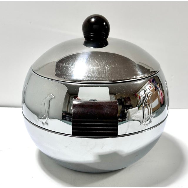 Mid-Century Modern Mid Century Barware Penguin Ice Bucket by West Bend – Chrome Penguin, Retro Bar Cart Entertaining Decor, Vintage Hot & Cold Server For Sale - Image 3 of 12