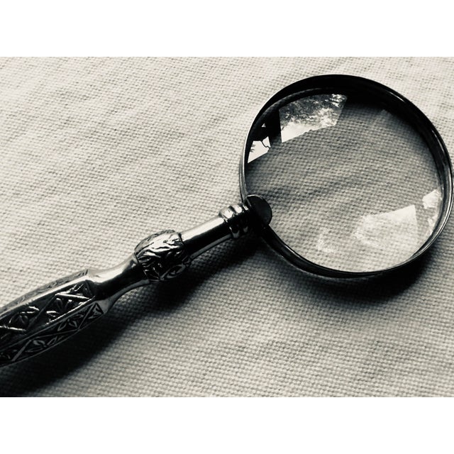 Metal Aesthetic Movement Style Silverplate & Glass Magnifying Glass For Sale - Image 7 of 8