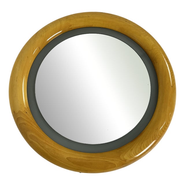 Backlit Circular Wall Mirror, Italy, 1970s For Sale