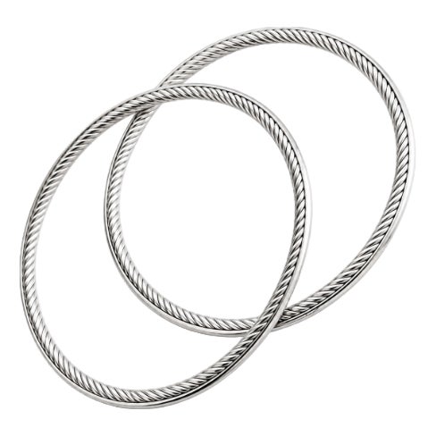 David Yurman Inside-Out Cable Bracelet Set of 2 – Sterling Silver, Discontinued, Brand New For Sale