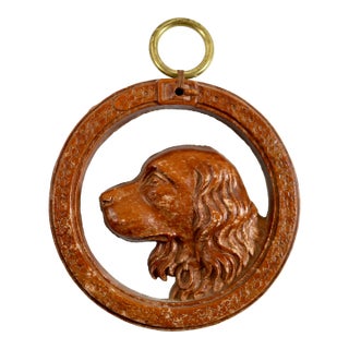 Golden Retriever Circular Dog Plaque Attributed to Syroco For Sale