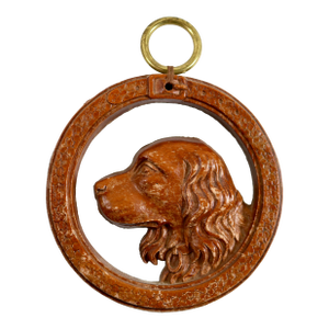 Golden Retriever Circular Dog Plaque Attributed to Syroco
