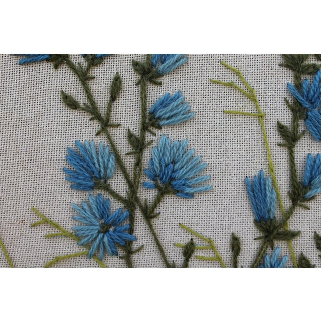 Vintage Hand Stitched Yarn Art "Barbed Wire With Wild Flowers" Wall Art For Sale In Miami - Image 6 of 8