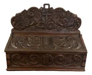 Victorian Carved Oak Candle Box, 1860s