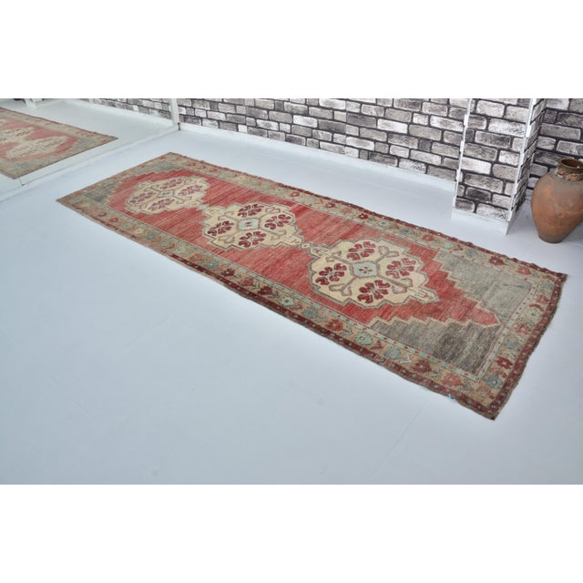 Turkish Oushak Vintage Antique Hallway Runner Rug For Sale - Image 3 of 10