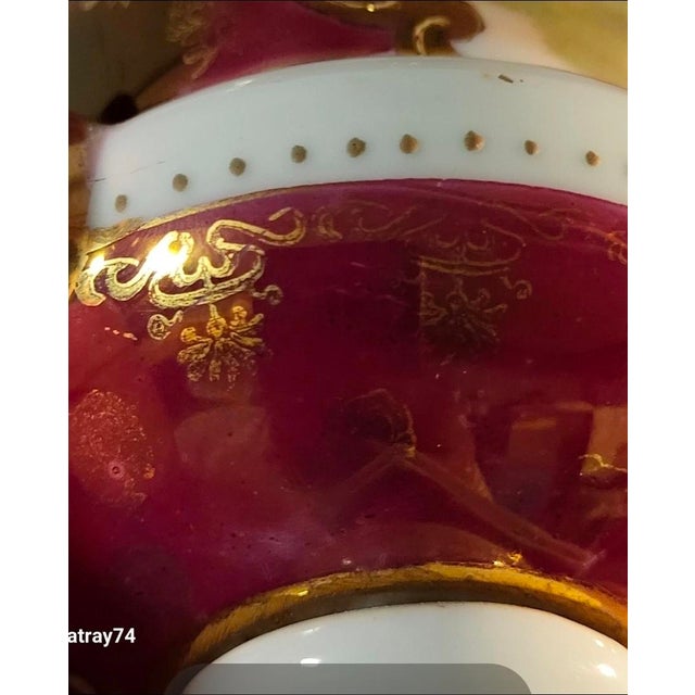 Antique Austrian Porcelain Mantel Urn Vases Pair 1890 Angelica Kauffmann 189 For Sale - Image 12 of 12