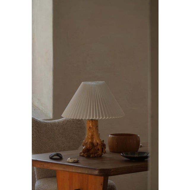 Scandinavian Modern Carved Wooden Table Lamp with Engraved Inscription, 1972 For Sale - Image 3 of 18