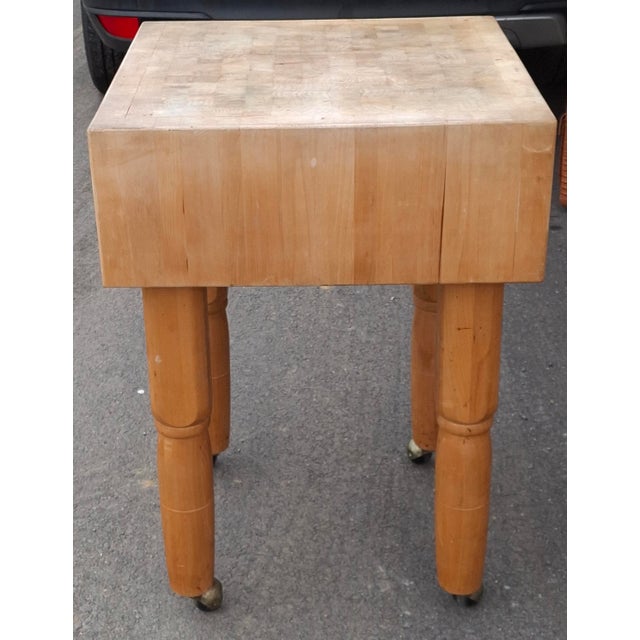 Tan 20th Century American Maple Chess-Top Rolling Chopping Block For Sale - Image 8 of 14
