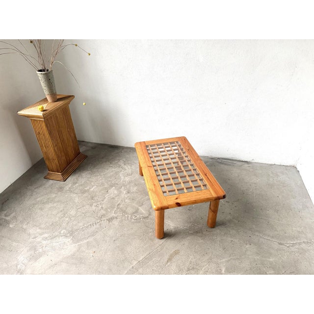 Scandinavian Coffee Table in Pine and Glass, 1970s For Sale - Image 11 of 12