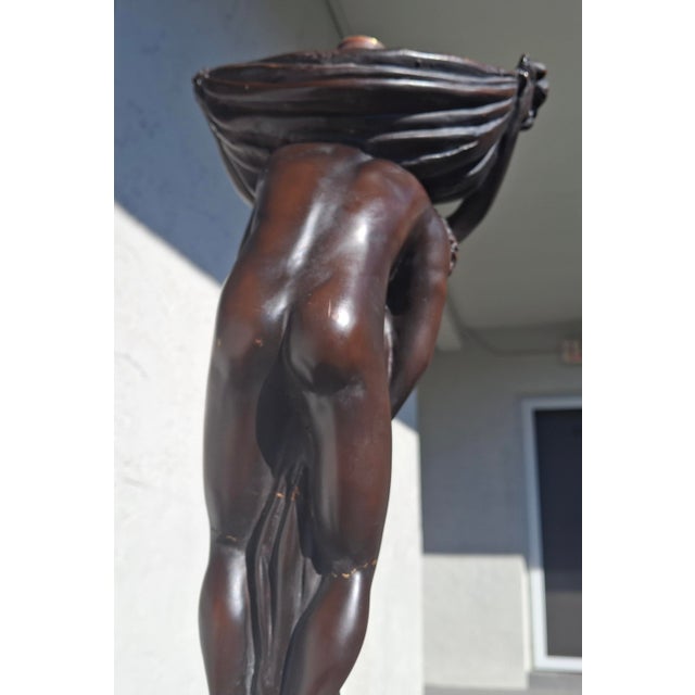 19thc Art Nouveau Large Gustave Gurshner Bronze Figural Floor/ Table Lamp Signed For Sale - Image 9 of 18