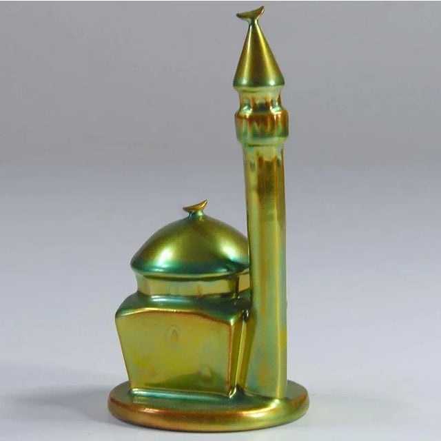 Mid-Century Modern Vintage Eosin Glaze Mosque Figurine from Zsolnay, 1980s For Sale - Image 3 of 9