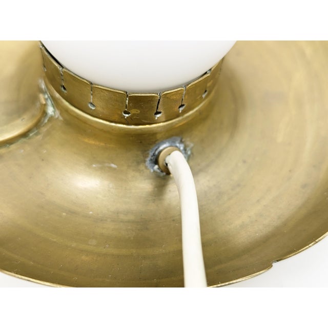 Metal Brass and Opaline Glass Bedside Table Lamps in the style of Arredoluce, 1940s, Set of 2 For Sale - Image 7 of 14