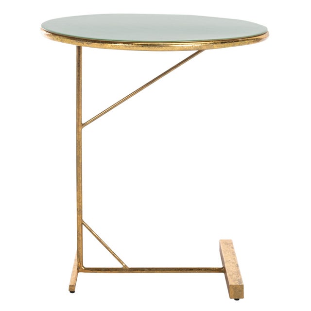 Metal Sionne Round C Table in Hunter Green / Gold For Sale - Image 7 of 8