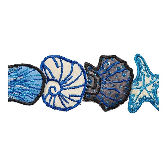 Sample - Schumacher X Johnson Hartig Sea Treasures Tape in Blue For Sale