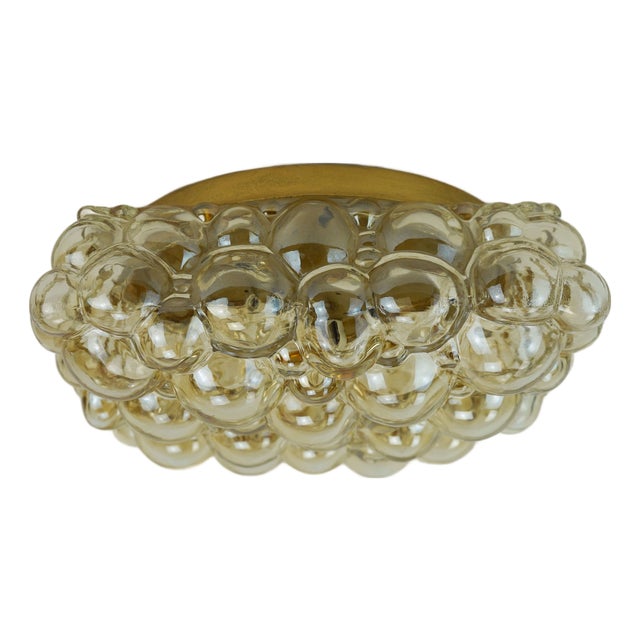 Large Mid-Century Modern Bubble Amber Glass Ceiling Light, 1960s For Sale